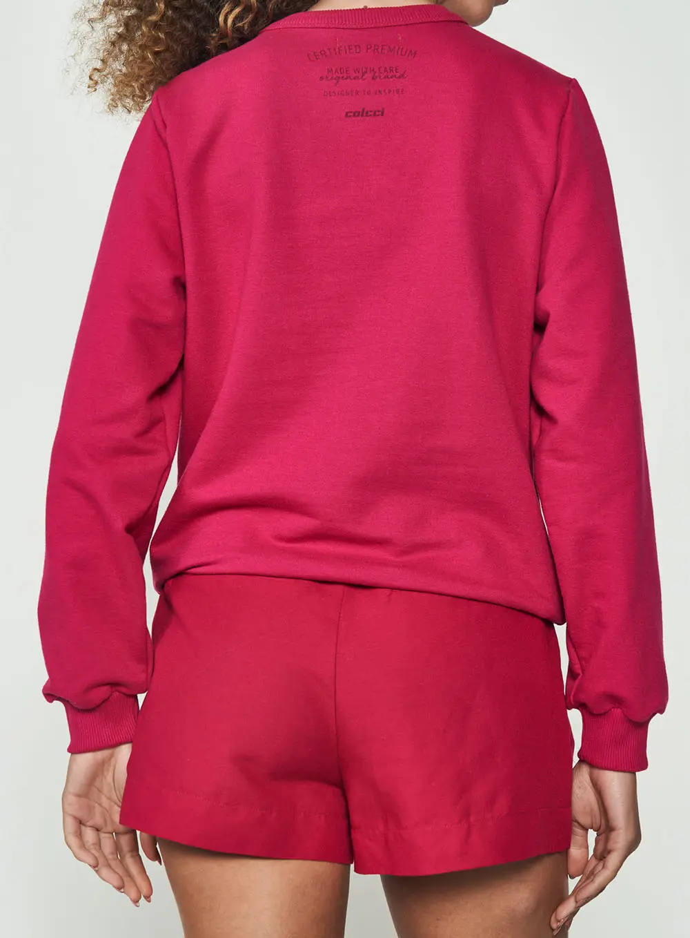 Blusão Moletom Feminino Basic Com Logo Rosa Timeless