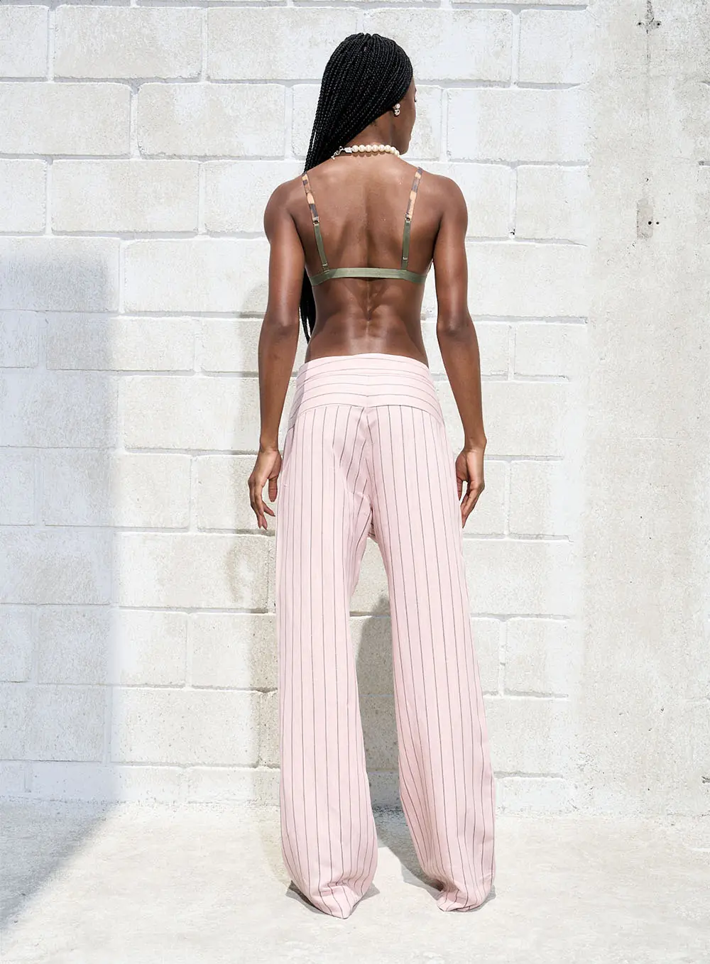 Calça Reta Pinstripe Rosa 3