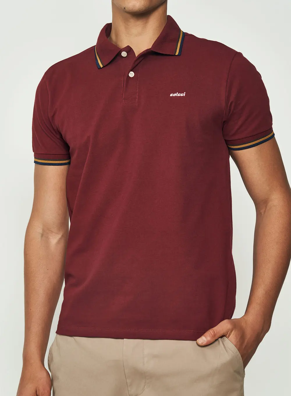 Polo Masculina Manga Curta Comfort Bordô Sweet Berry