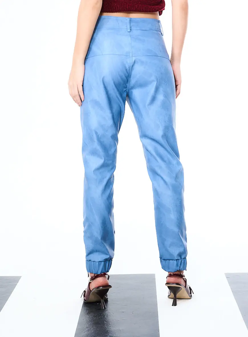 Calça Basic Comfort Em Pu Azul 4