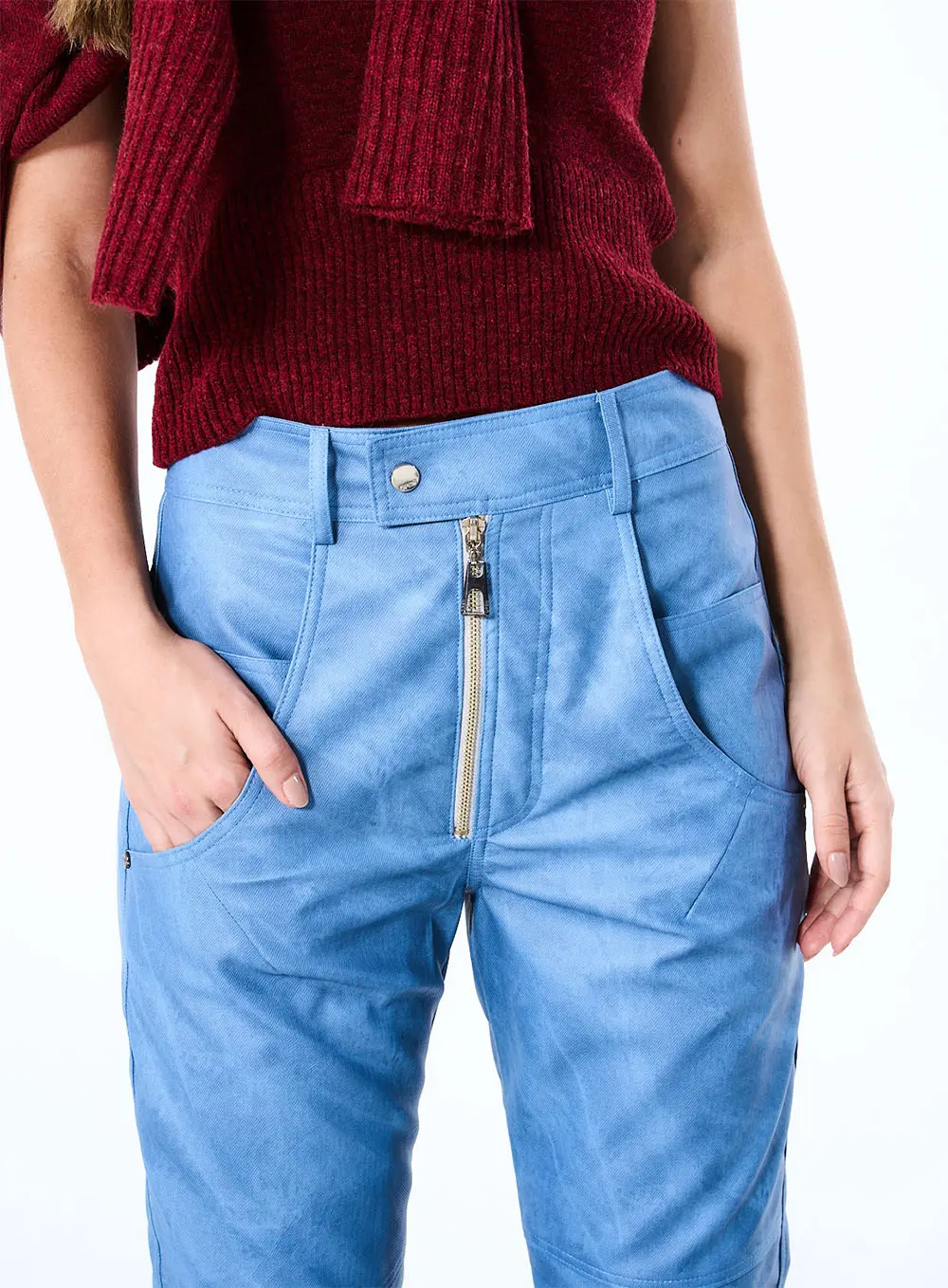 Calça Basic Comfort Em Pu Azul 3