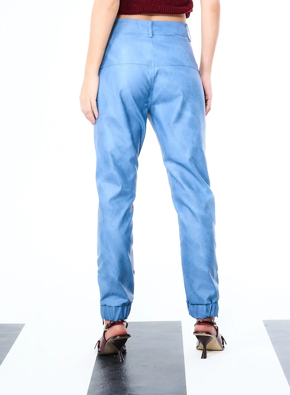 Calça Basic Comfort Em Pu Azul 4