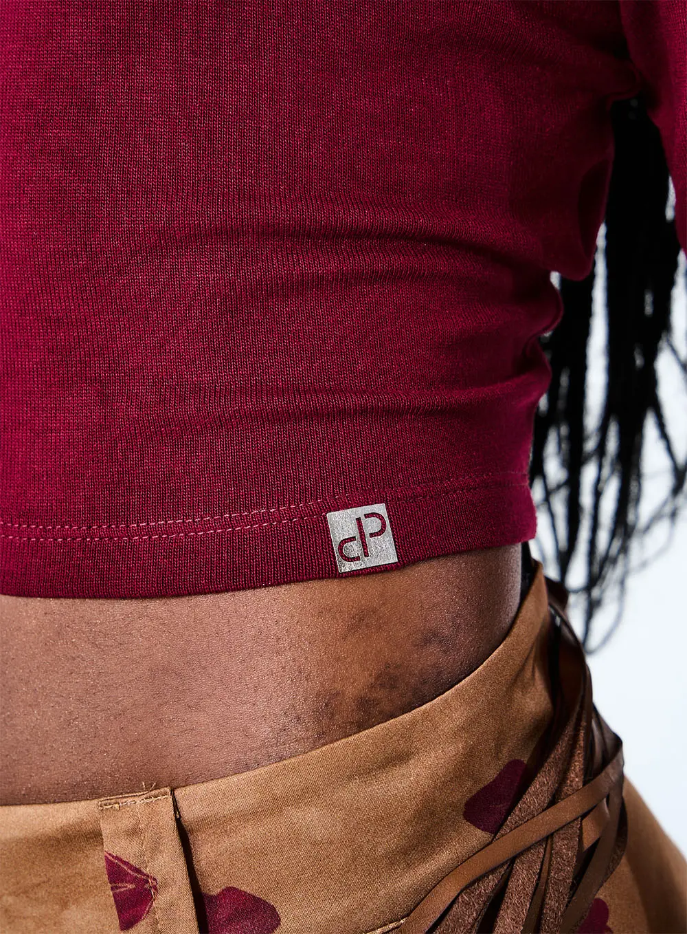 Camiseta Cropped Manga 3/4 Bordo 3