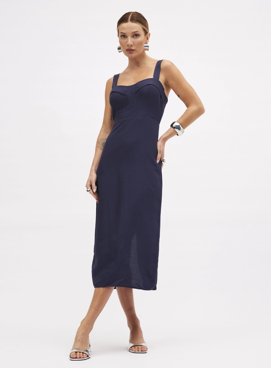 Vestido Linho Azul 1