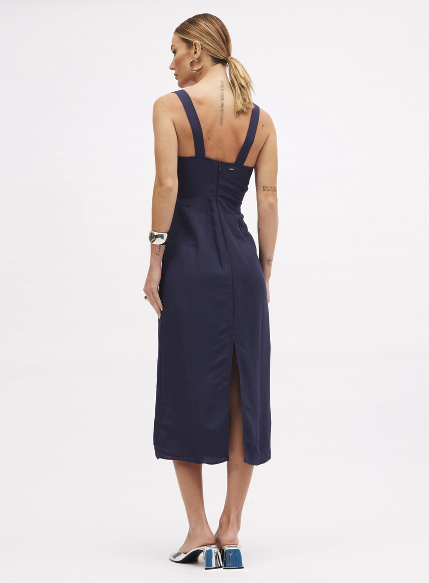 Vestido Linho Azul 3