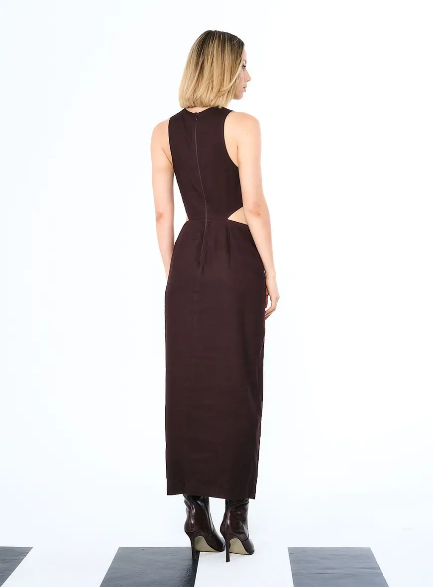 Vestido Linho Marrom Falesia 3