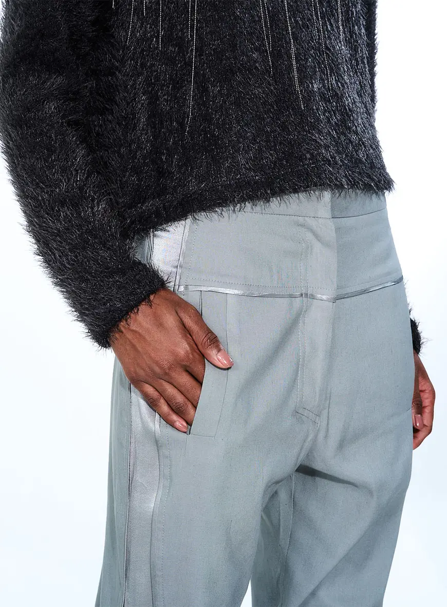 Calça Alfaiataria Com Detalhes Cinza 2