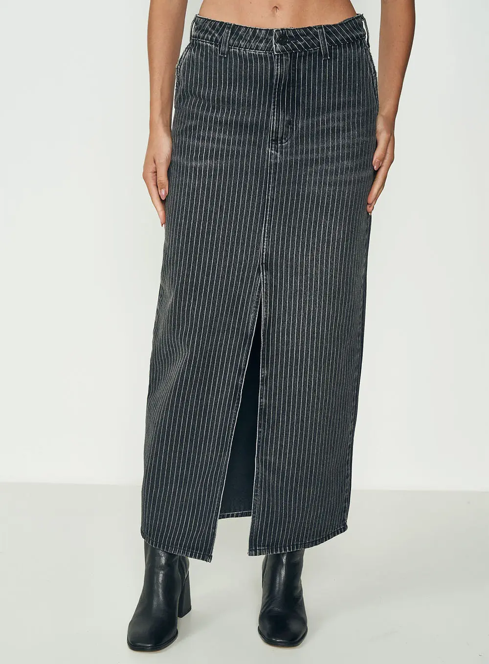 Saia Jeans Estampada Preto