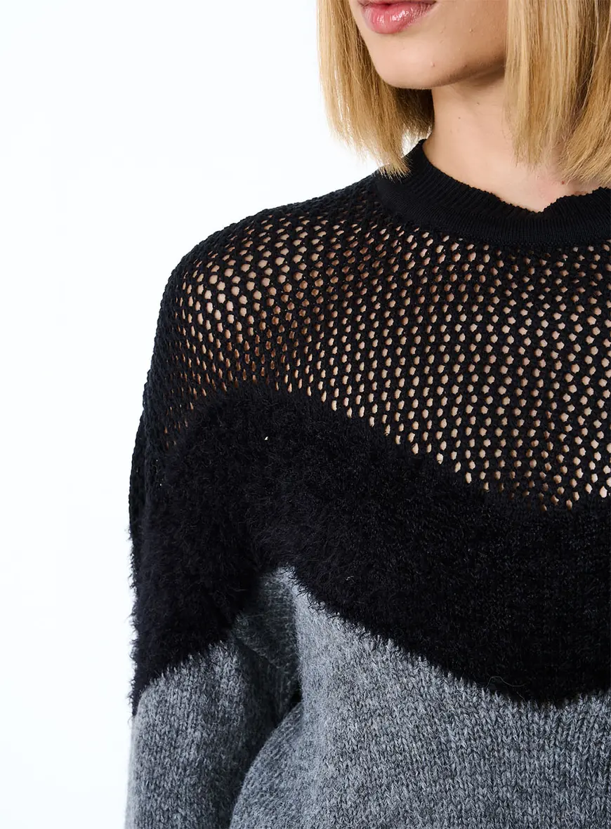 Blusa Tricô Mesclada Cinza 3