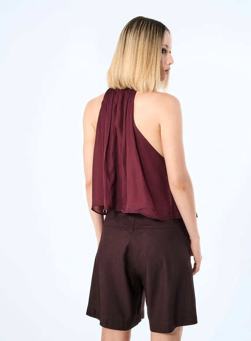 Blusa Halter Fluida Marrom Terracota 3