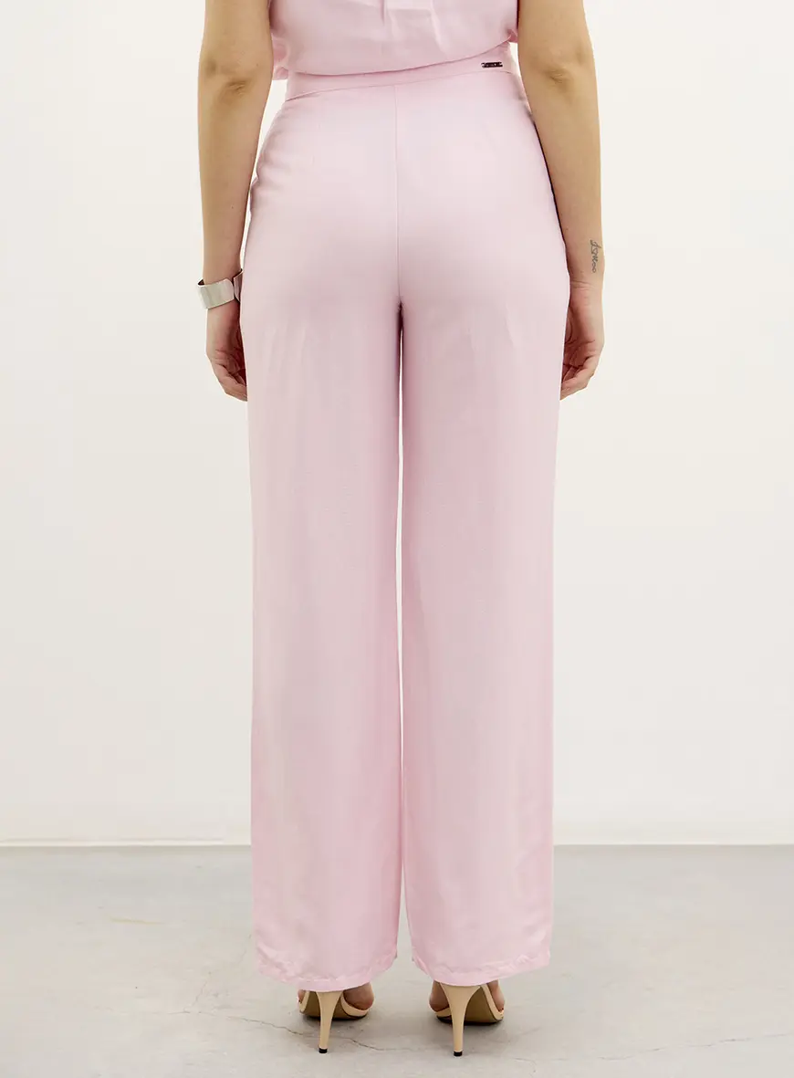 Calça Feminina Reta Linho Rosa 2
