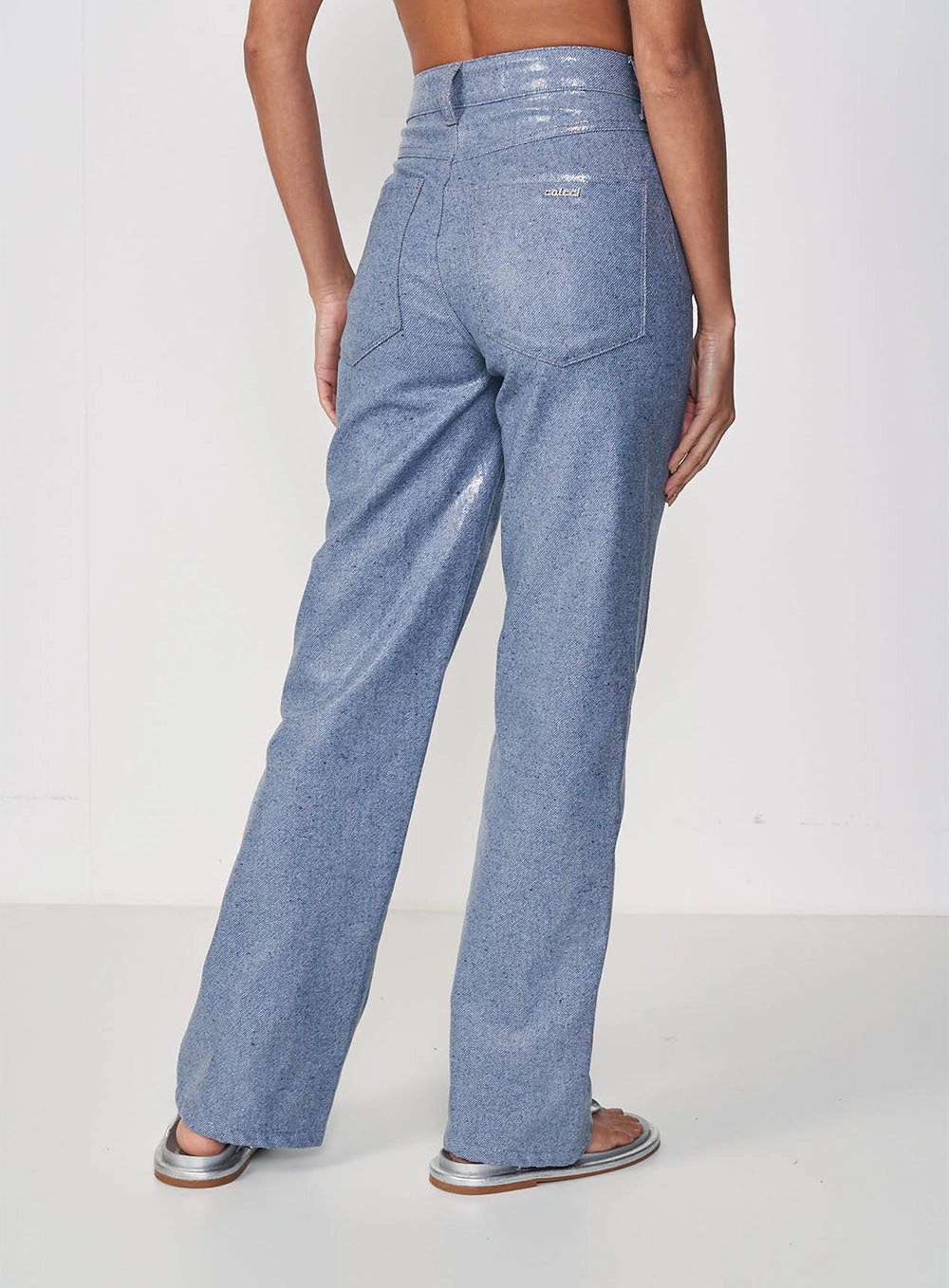 Calça Feminina Jeans Reta Com Brilho - Juliette Índigo