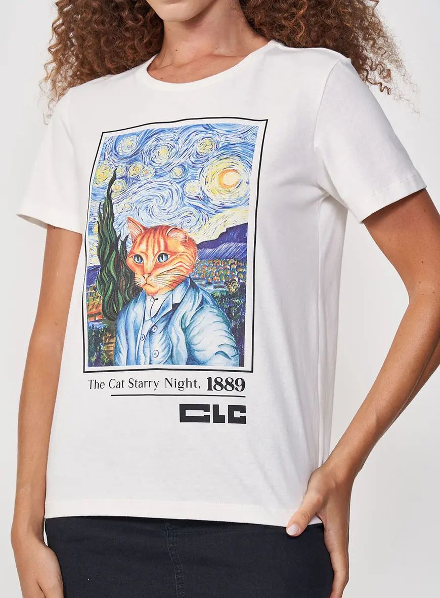 Camiseta Feminina Regular Estampada - Make Art Off Shell 2