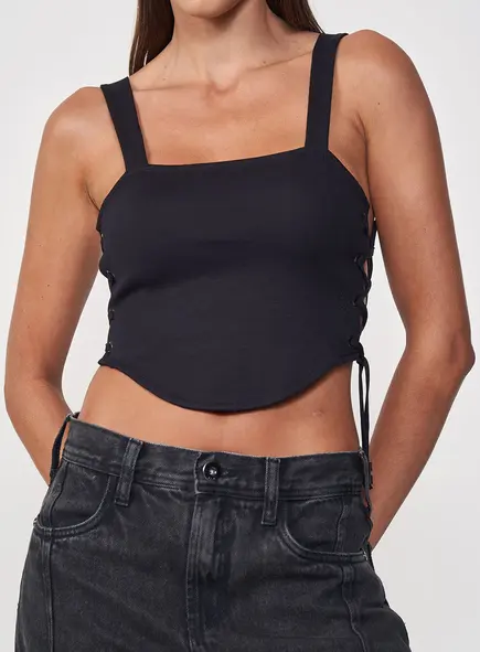Cropped Slim Com Amarração E Alças Largas