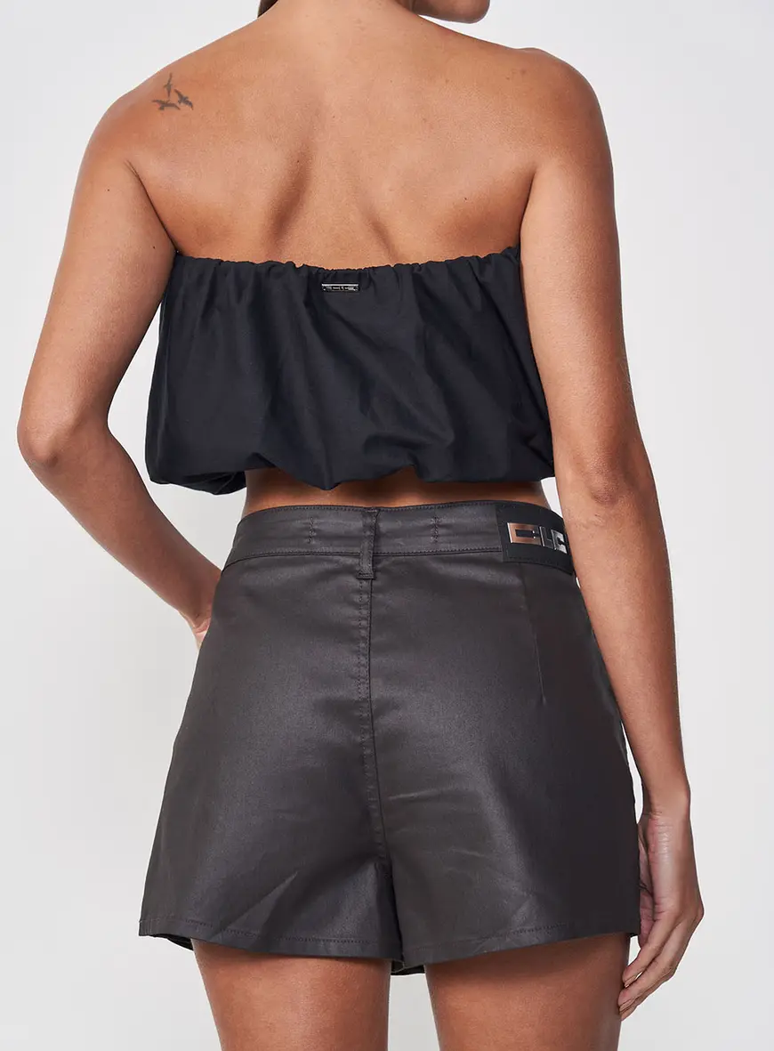 Cropped Slim Sem Alças Corte Reto Preto 3