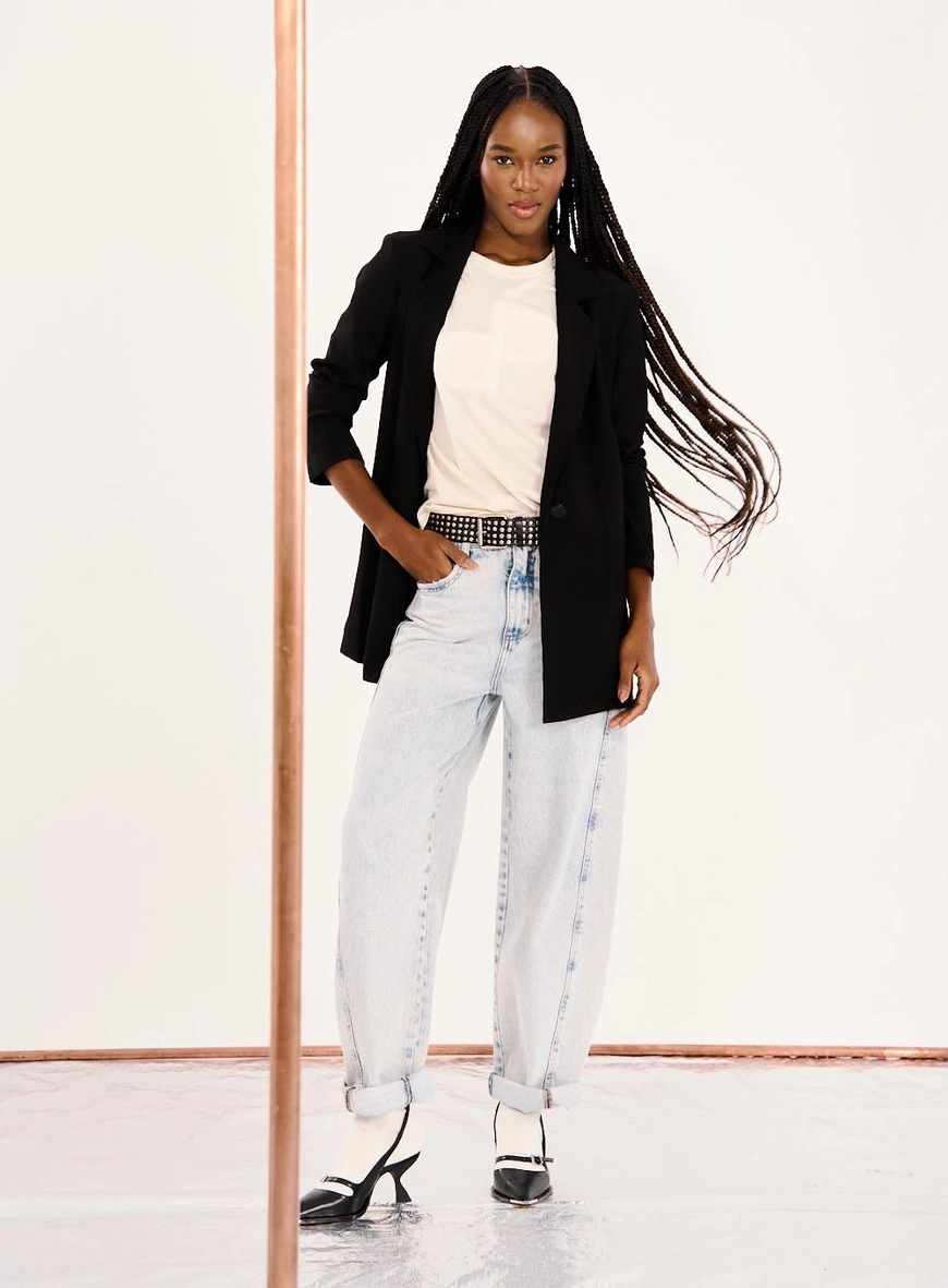 Calça Jeans Feminina Baggy Lavagem Clara Índigo 3