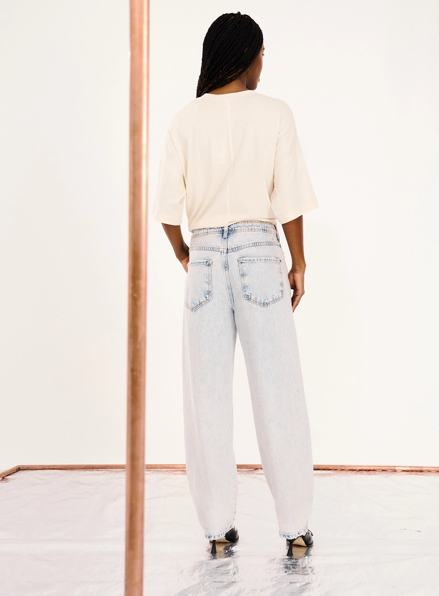 Calça Jeans Feminina Baggy Lavagem Clara Índigo 7