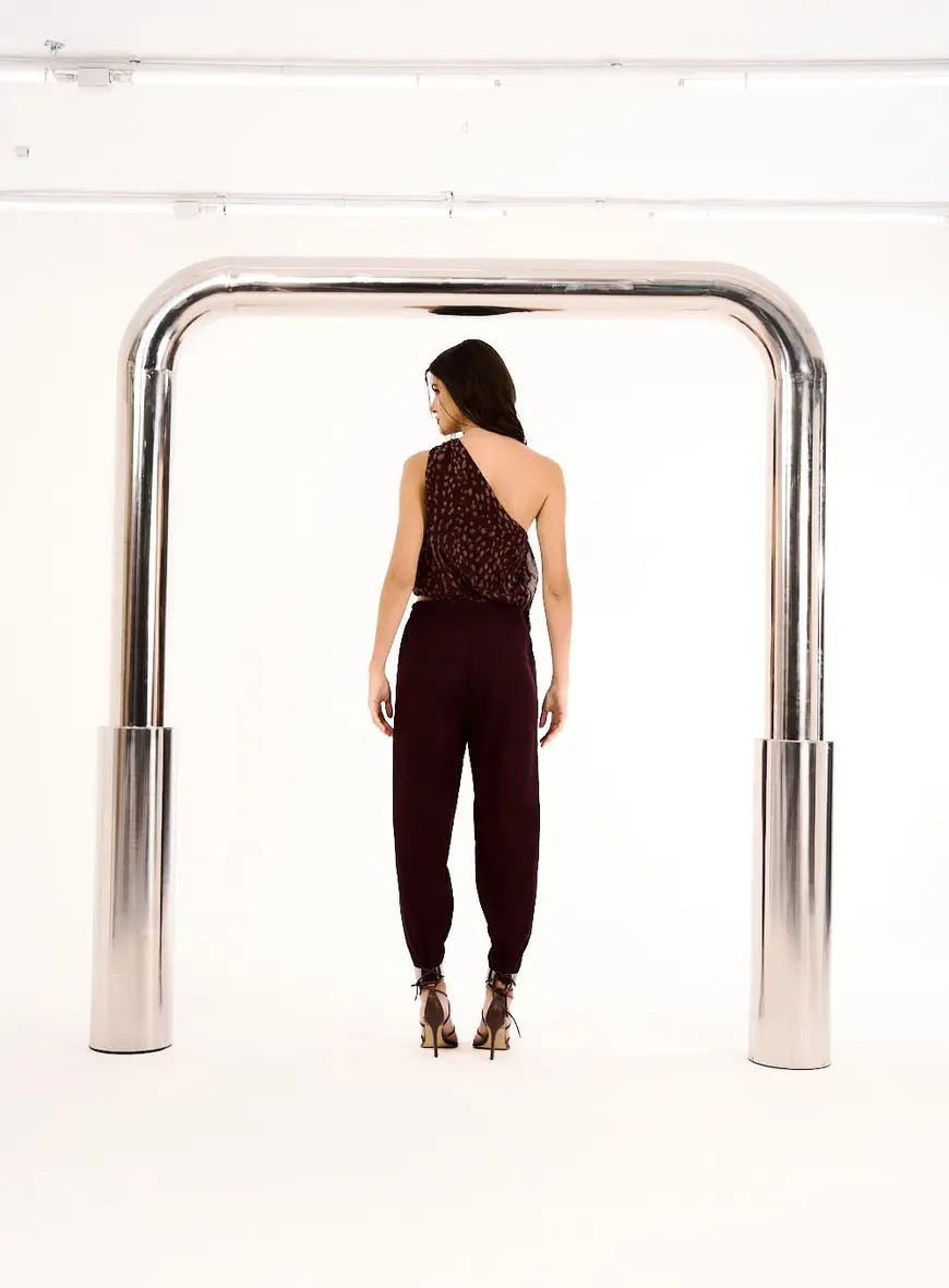 Calça Feminina Jogger Com Amarração Marrom Terracota 2