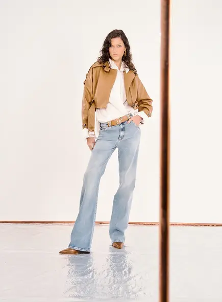 Calça Jeans Feminina Reta Com Cinto