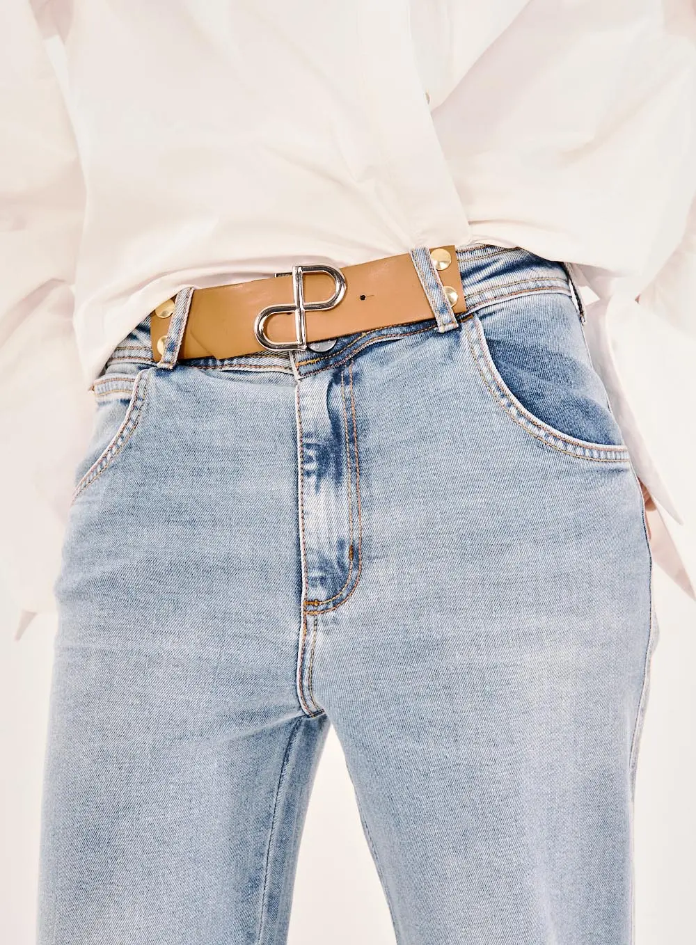 Calça Jeans Feminina Reta Com Cinto Índigo 2