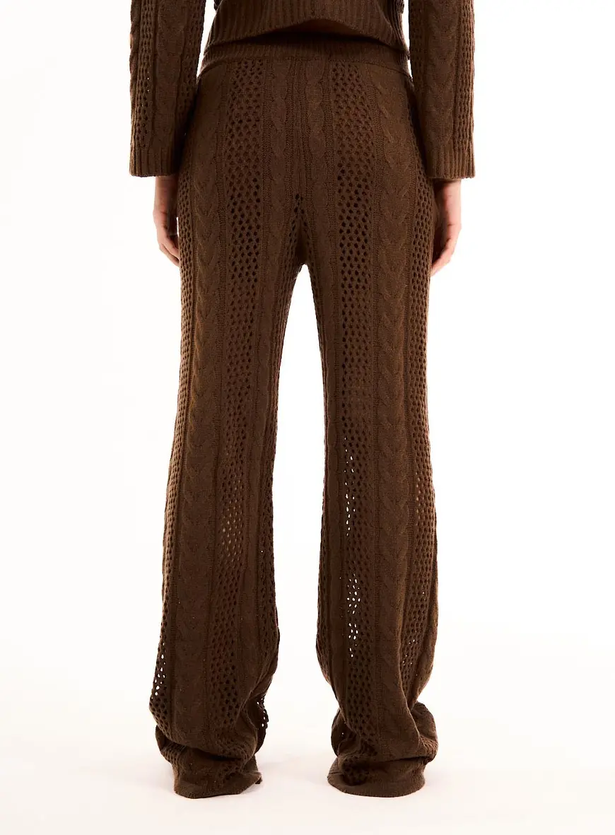 Calça Feminina Em Tricô Marrom 2