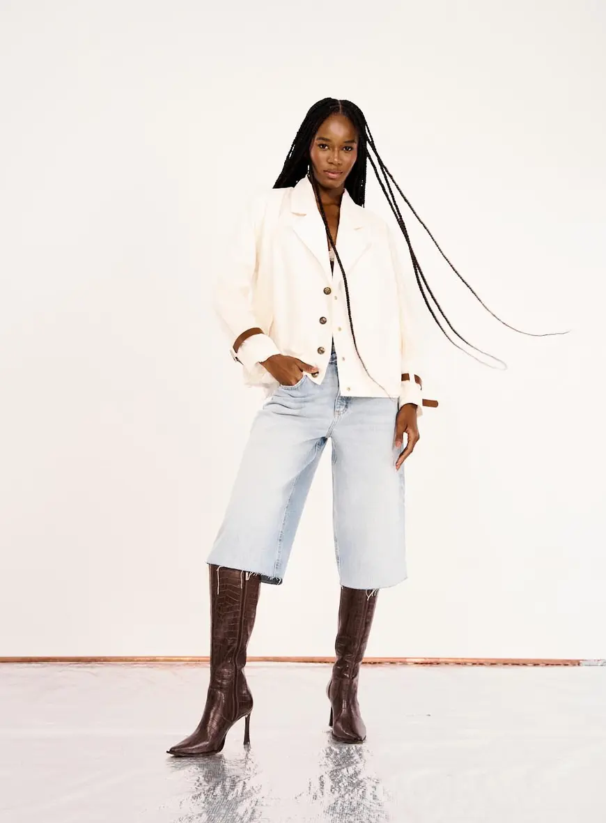 Bermuda Jeans Feminina Basic Comfort Índigo 1