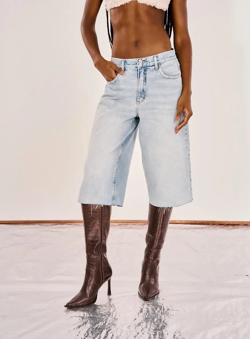 Bermuda Jeans Feminina Basic Comfort Índigo 2