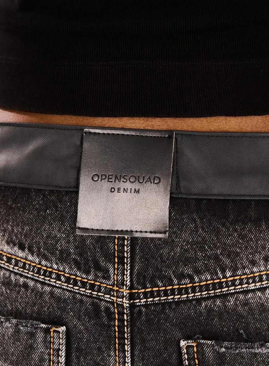 Saia Jeans Alongada Indigo Preto 2
