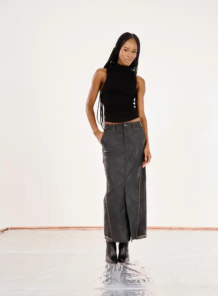 Saia Jeans Alongada