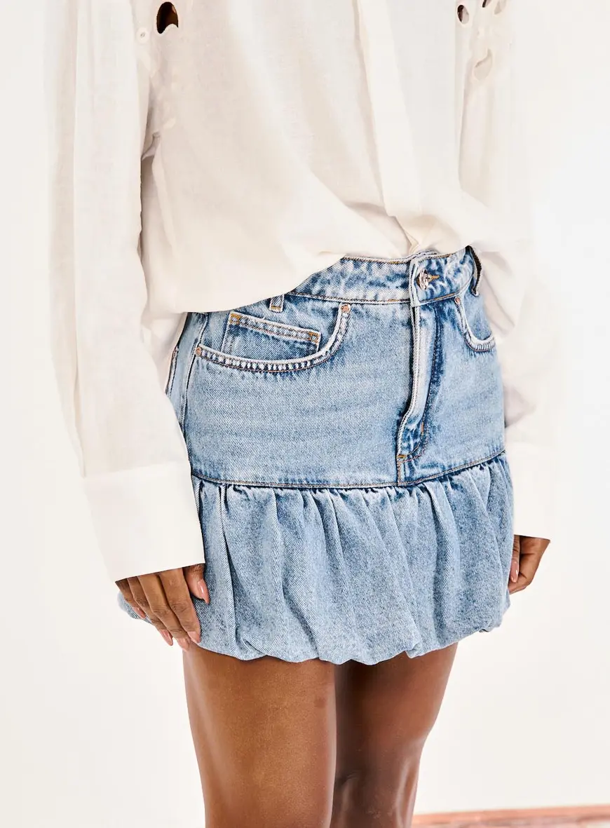 Saia Jeans Balonê Mini Índigo 2