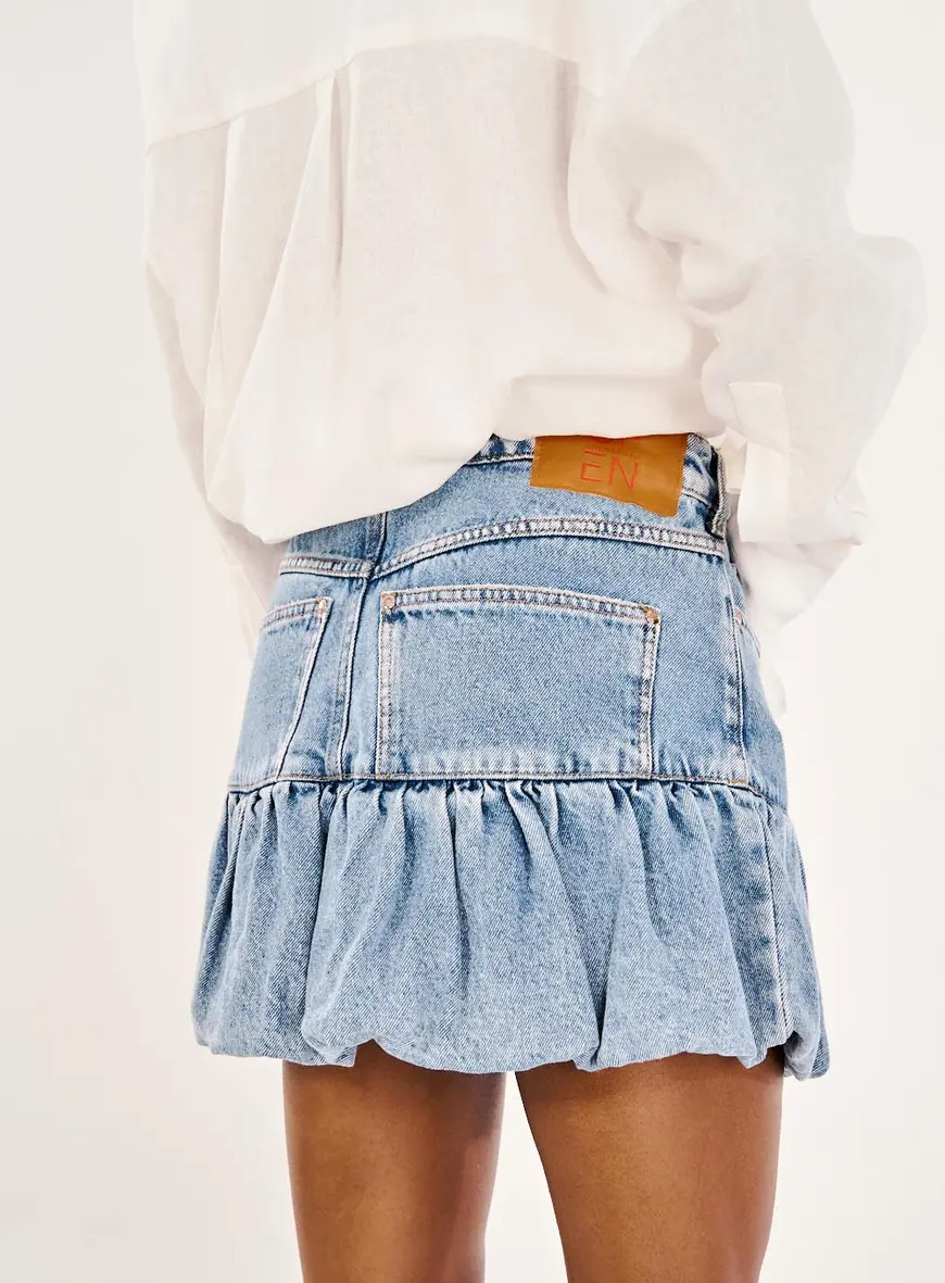 Saia Jeans Balonê Mini Índigo 3