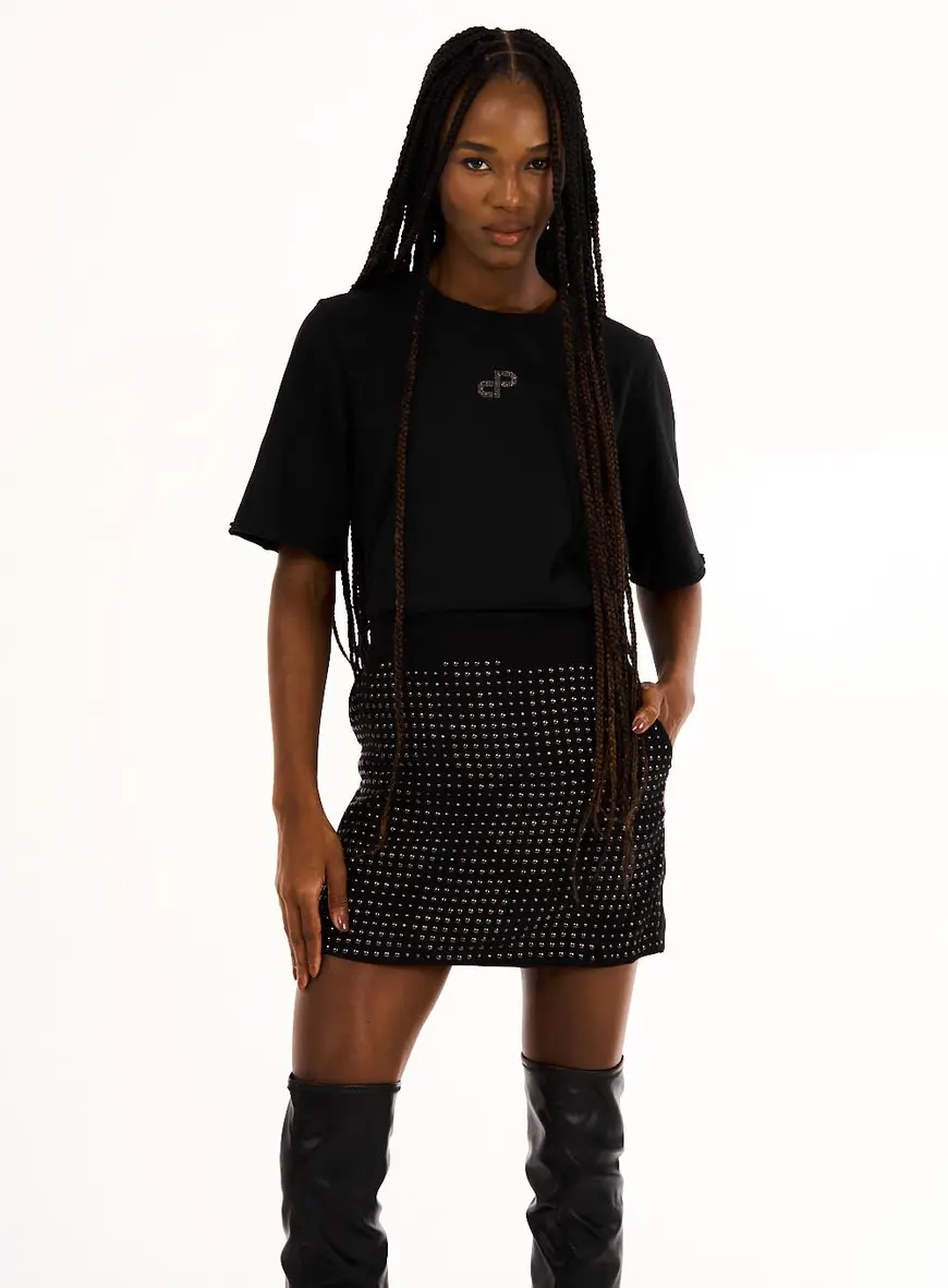 Saia Mini Com Aplicação Preto 1