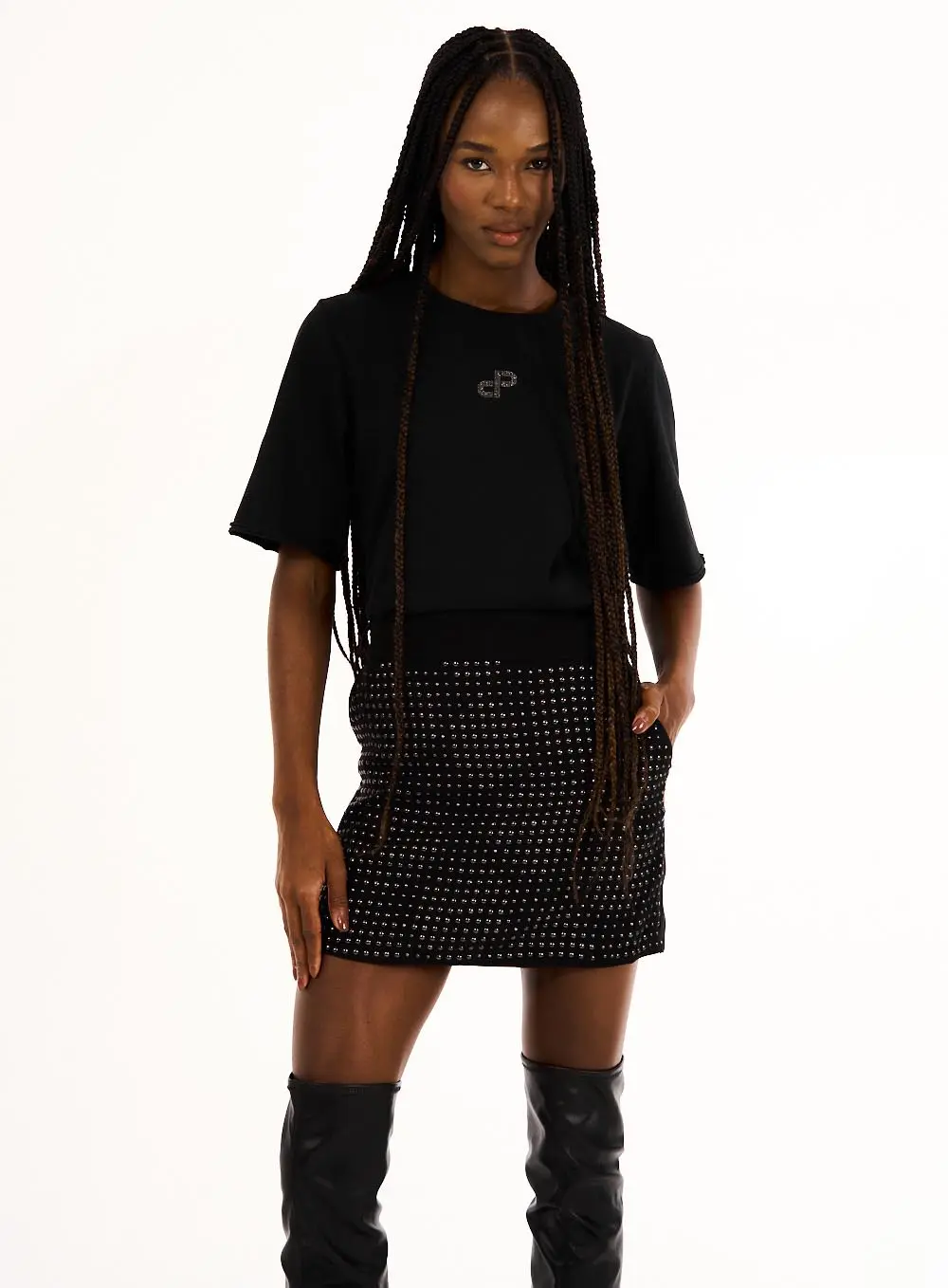 Saia Mini Com Aplicação Preto 1