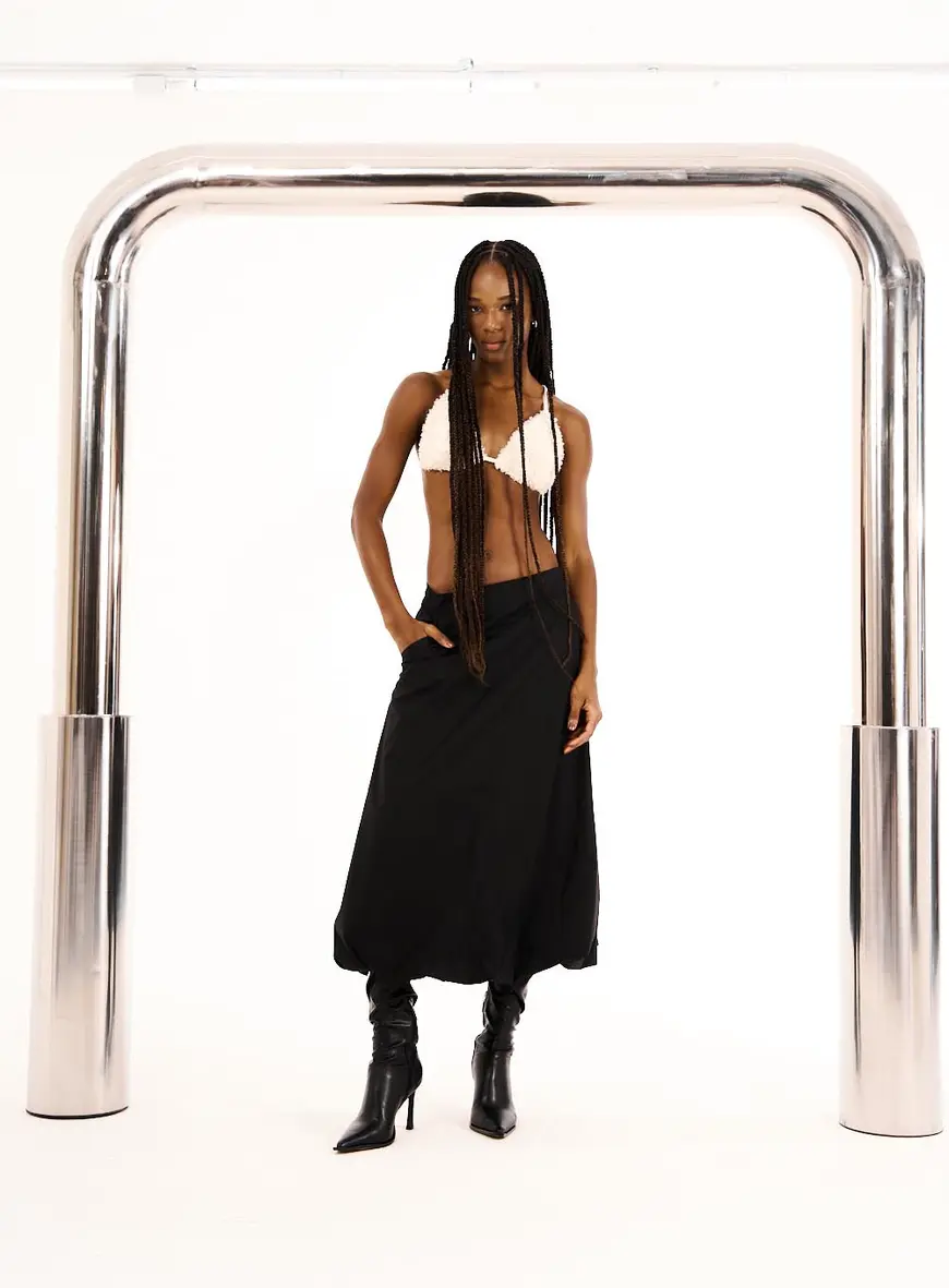 Saia Midi Balonê Preto 2