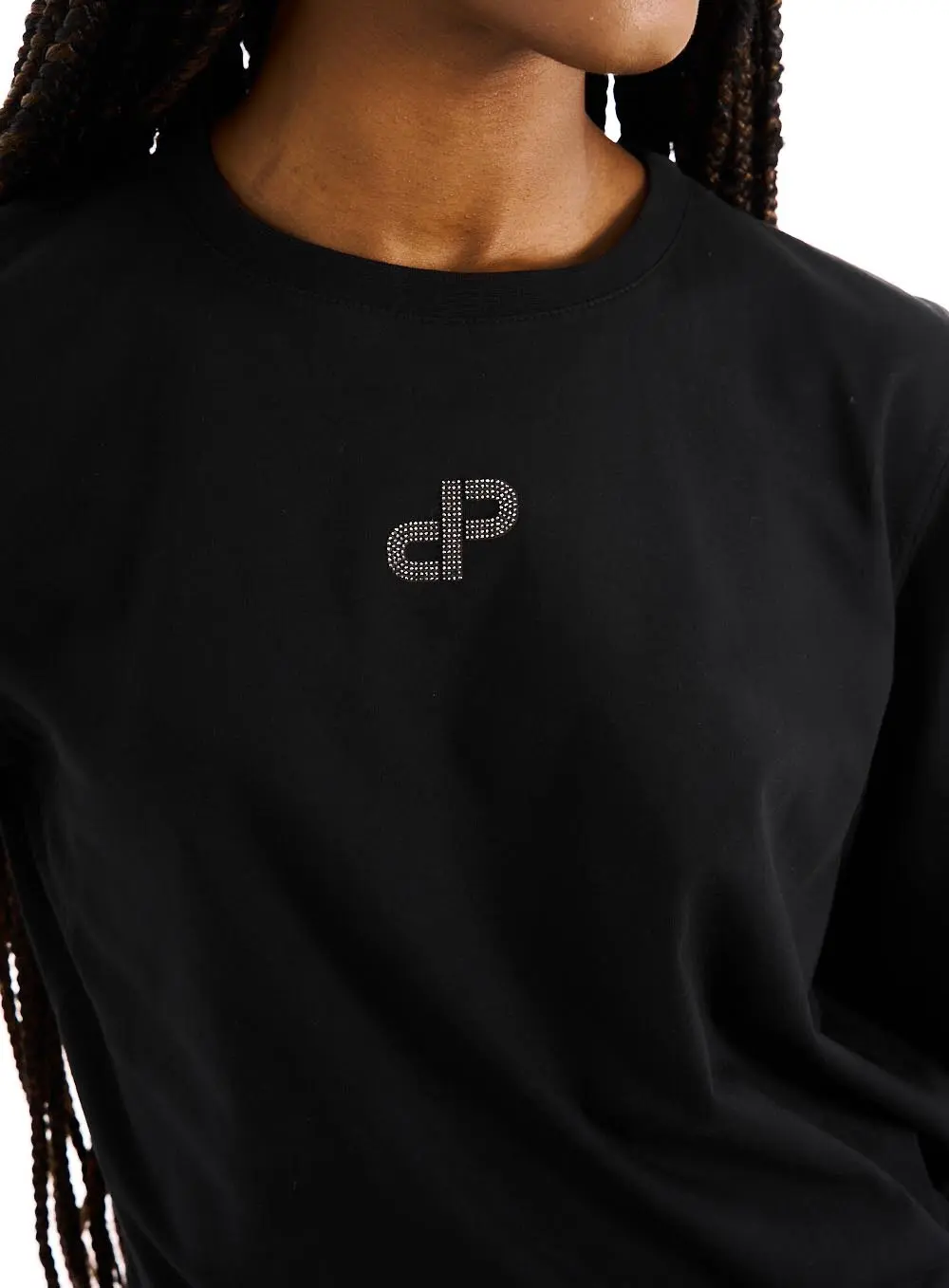 Blusa Feminina T-shirt Logo Strass Preto 2