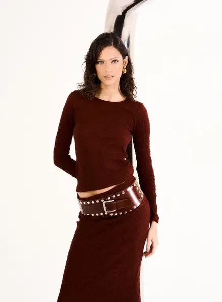Blusa Feminina Texturizada Manga Longa