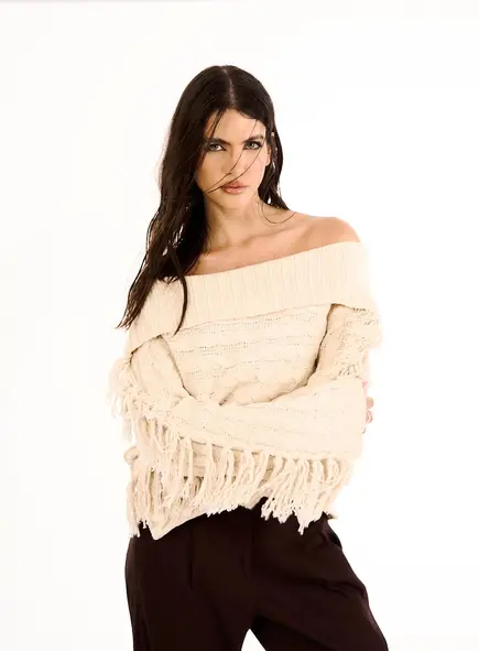 Blusa Feminina Ombro A Ombro Em Tricô