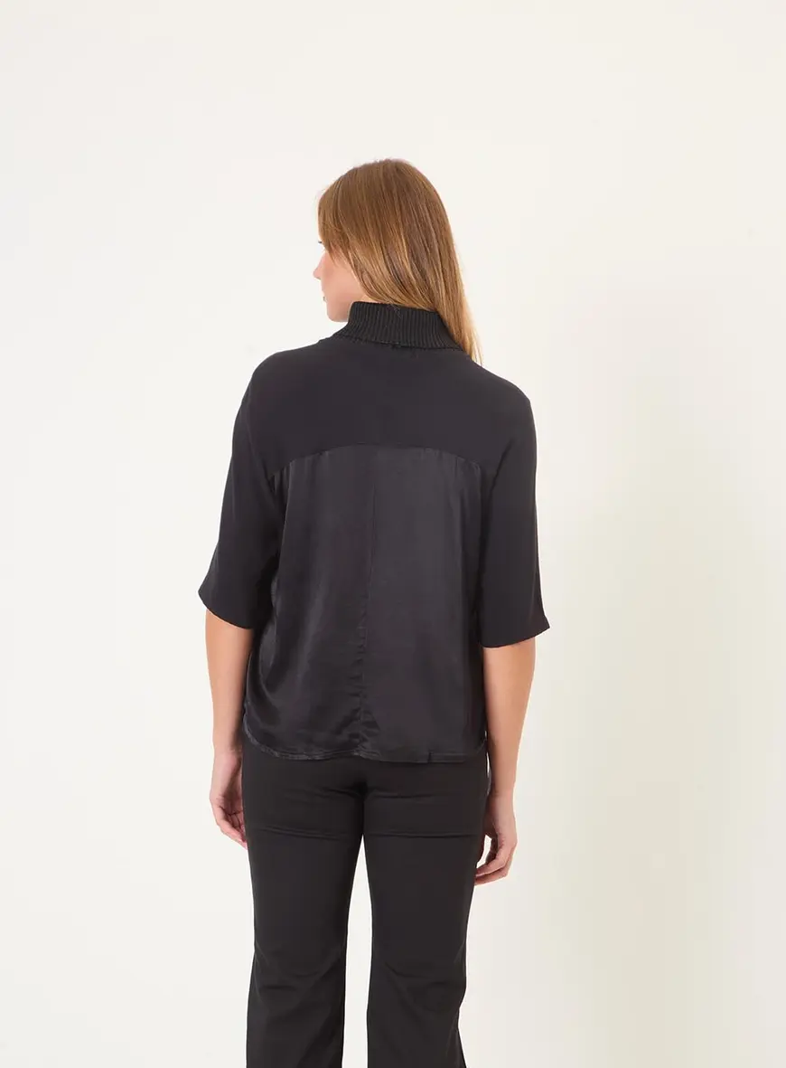 Blusa Feminina Duo Com Pu Preto 2