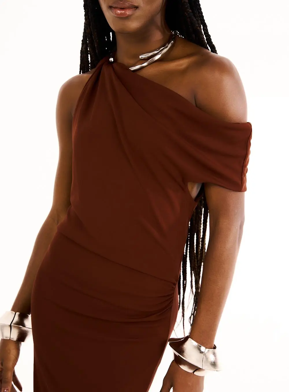 Vestido Longo Drapeado Rebel Marrom Terracota 2