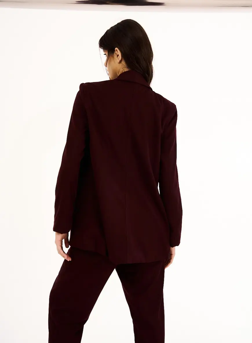 Blazer Feminino Alfaiataria Sem Botão Marrom Terracota 3