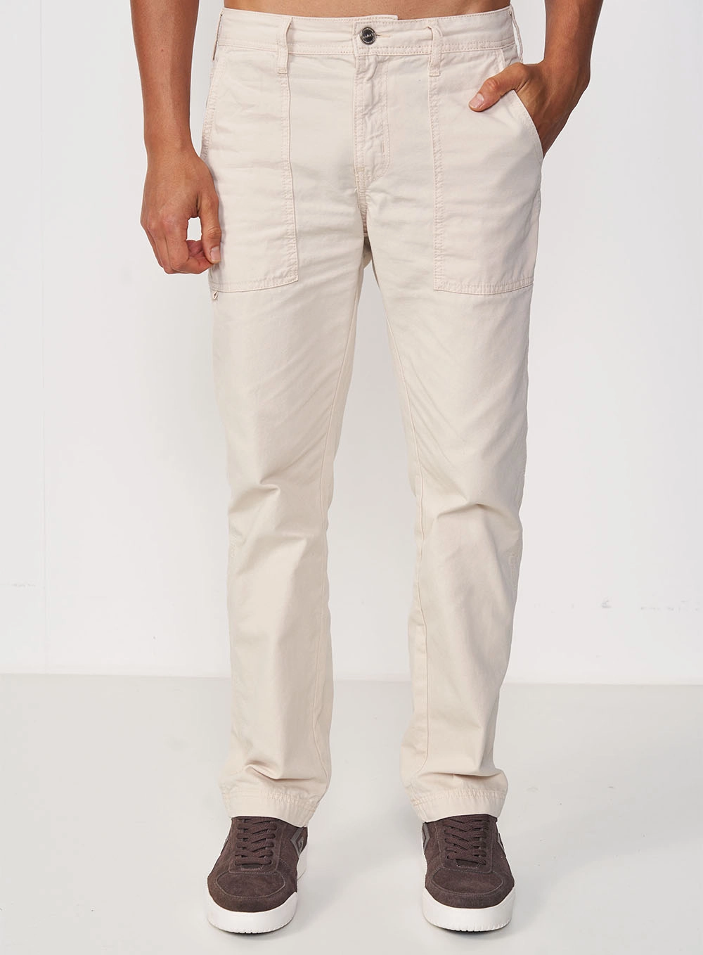 Calça Masculina Sarja Reta Bege