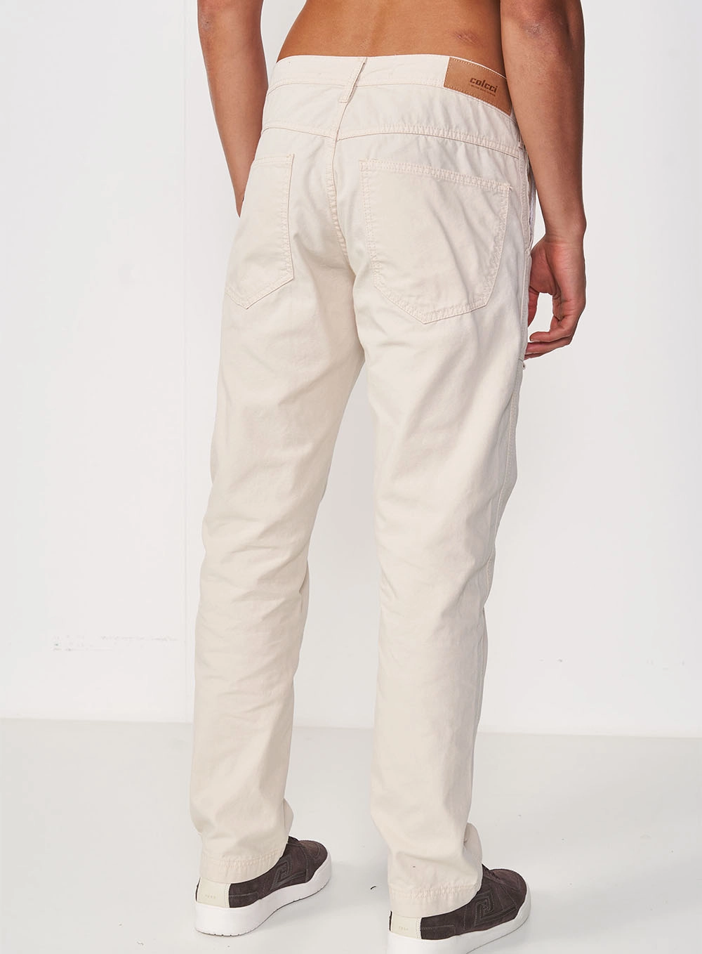 Calça Masculina Sarja Reta Bege