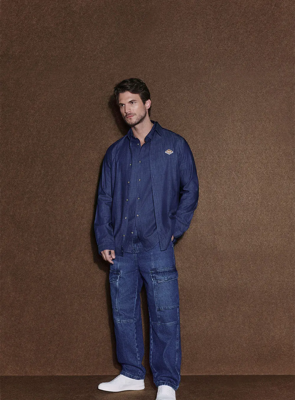 Calça Cargo Jeans Índigo