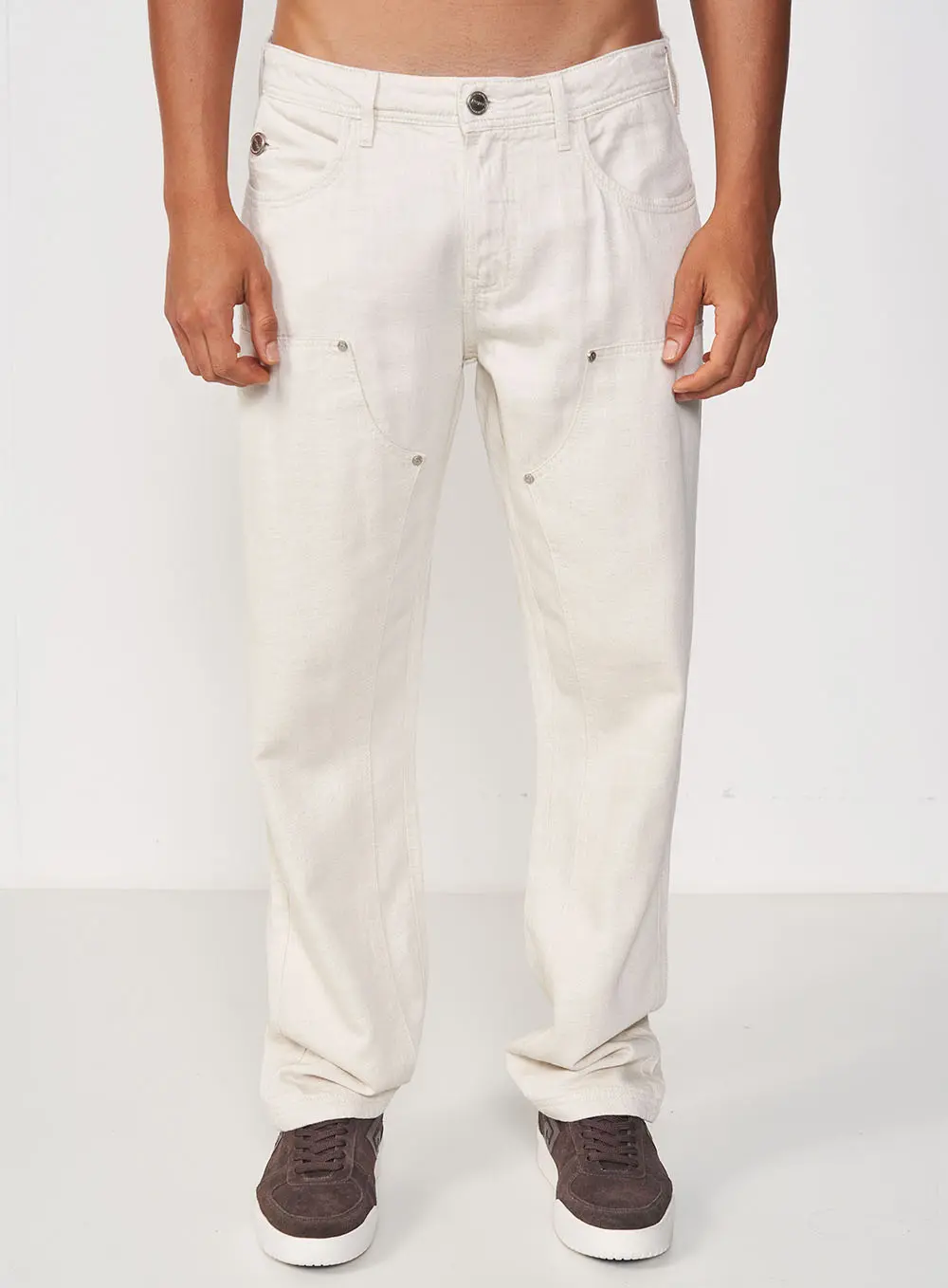 Calça De Linho Reta Off Shell