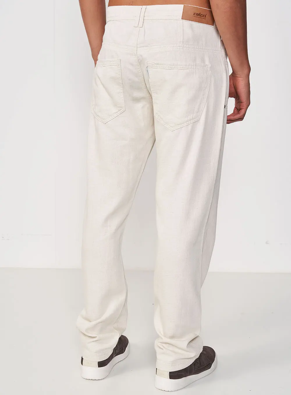 Calça De Linho Reta Off Shell