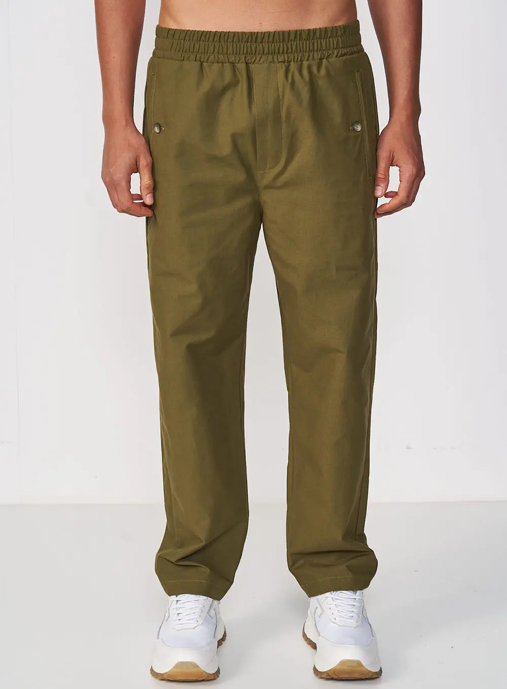 Calça Masculina De Sarja Com Cós De Elástico Verde