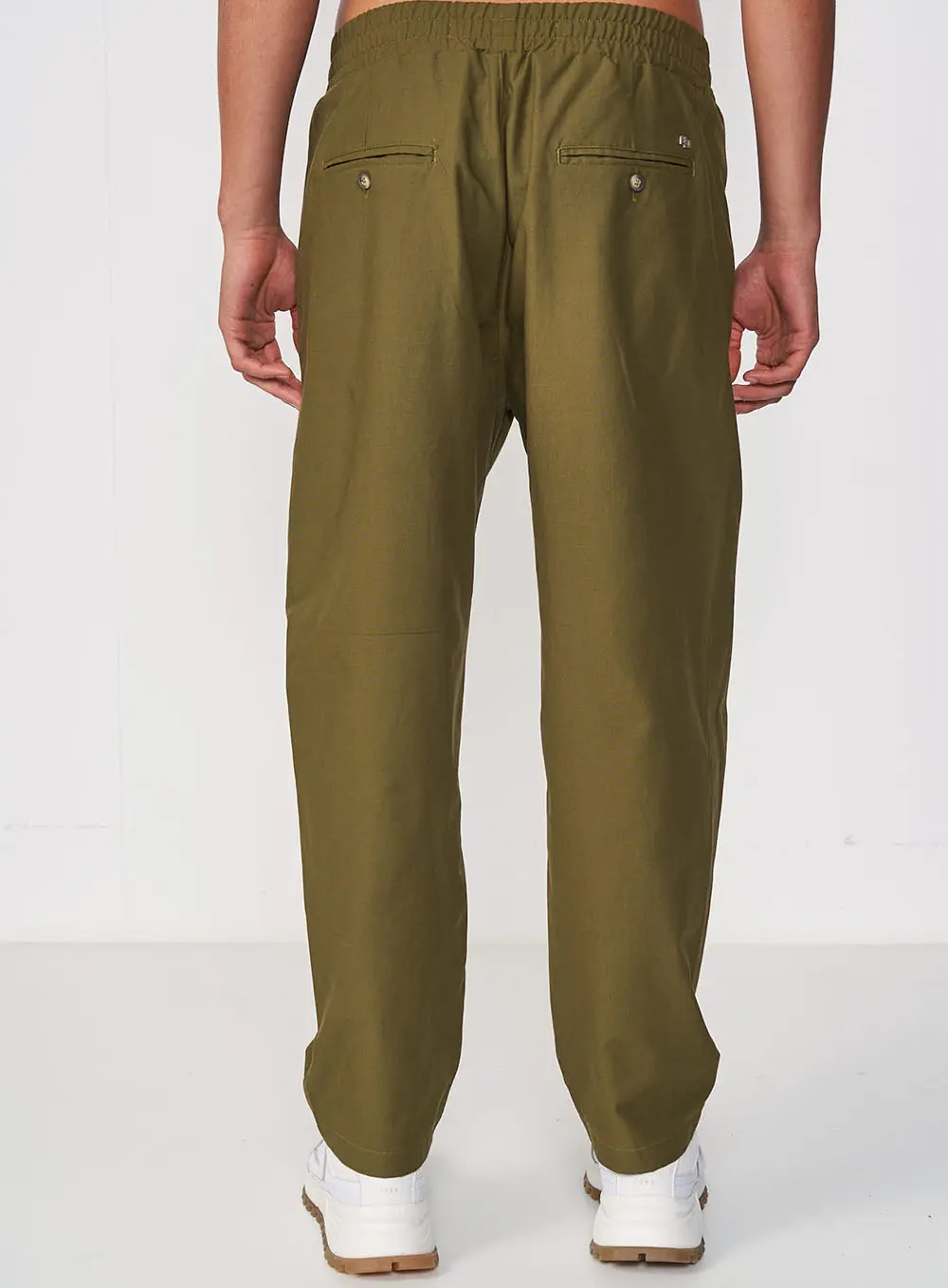 Calça Masculina De Sarja Com Cós De Elástico Verde