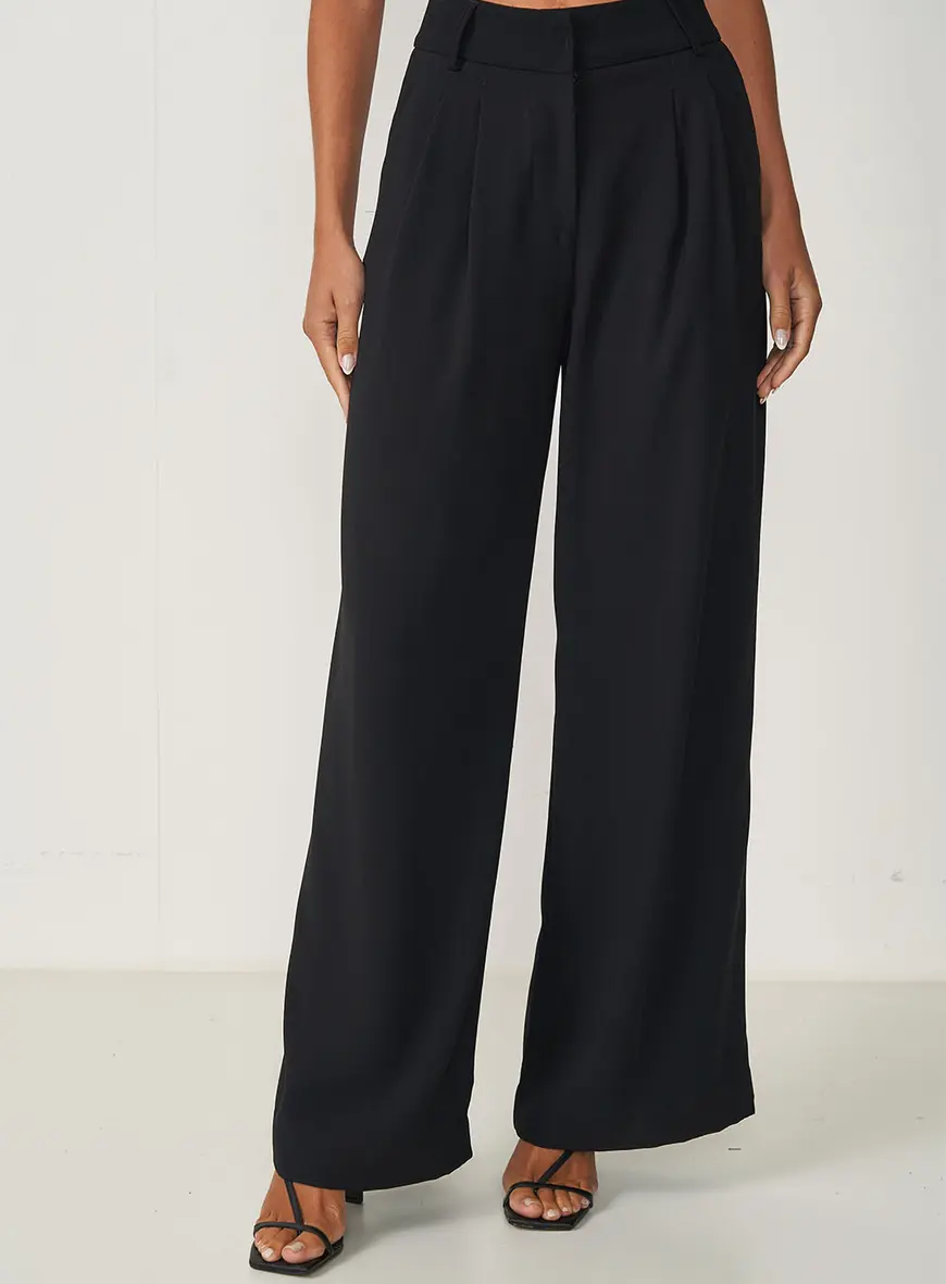 Calça Feminina Alfaiataria Pantalona Cintura Alta