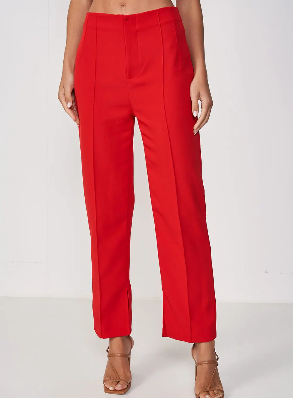 Calça Feminina Alfaiataria Encurtada  - Joana Vermelho