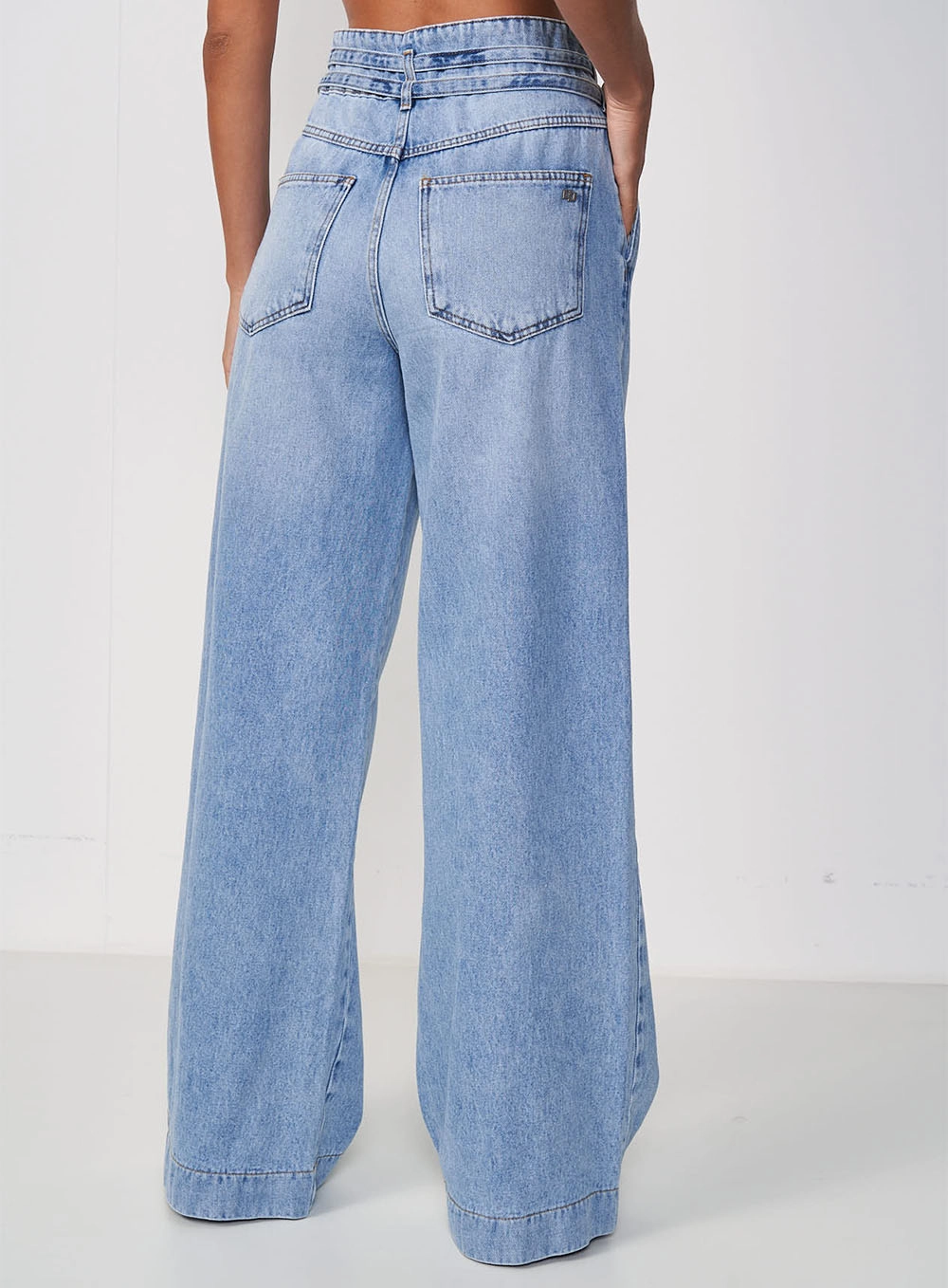 Calça Feminina Jeans Pantalona Com Cinto - Joana Índigo